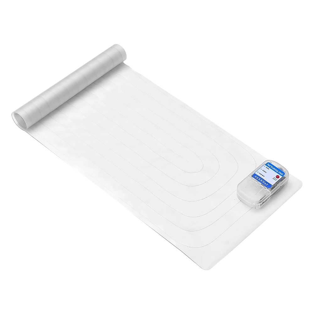 Transparent silicone baking mat with measurements and a small container for easy storage.