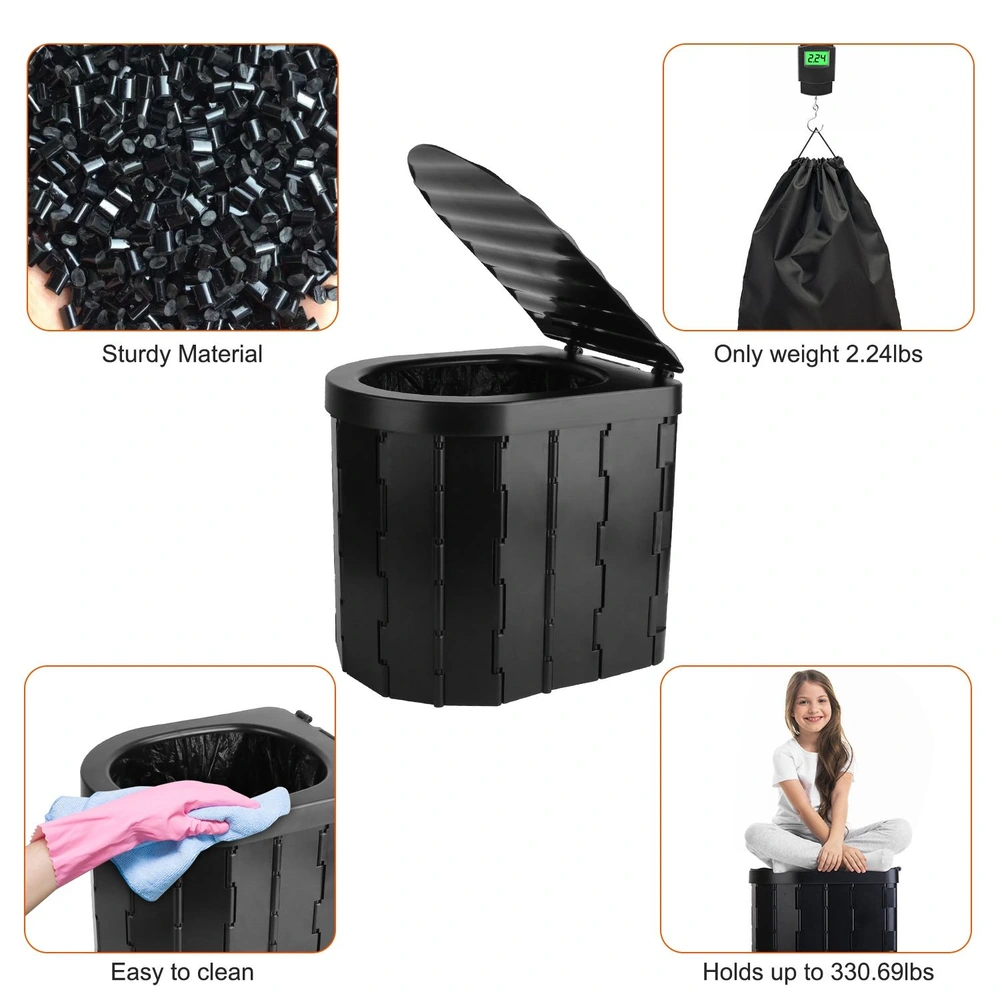 Durable black storage bin with a lid, designed for easy cleaning, lightweight at 2.24 lbs, made from sturdy materials, and capable of holding up to 330.69 lbs, ideal for versatile home or office organization.
