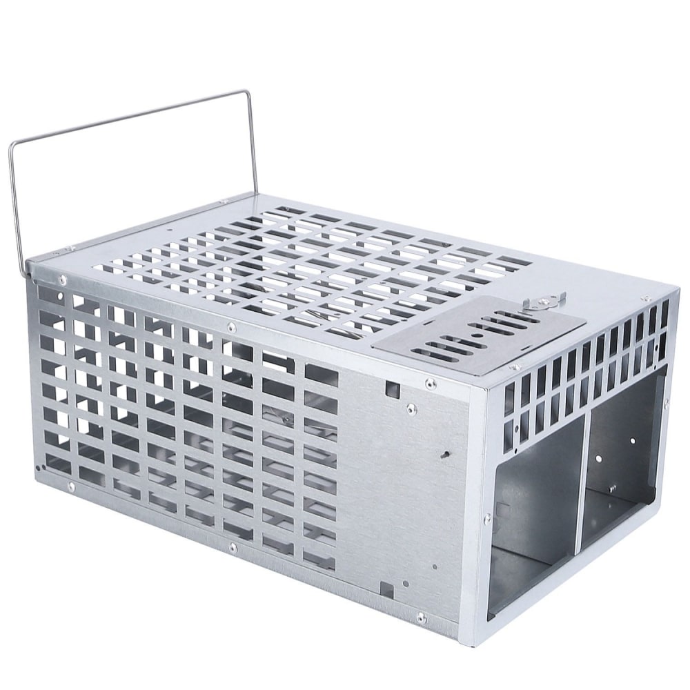 Stainless steel wire basket with handle and ventilation openings, ideal for grilling or outdoor cooking accessories.