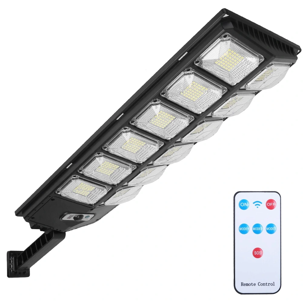 Outdoor LED floodlight with 12 bright panels and remote control for adjustable lighting modes.