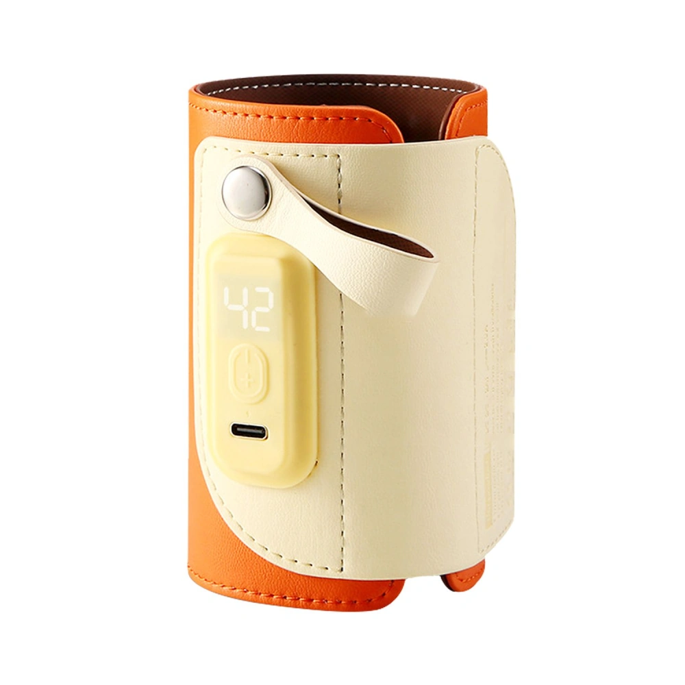 Stylish orange and cream wristband with a digital display and USB-C port, designed for temperature monitoring and health tracking.