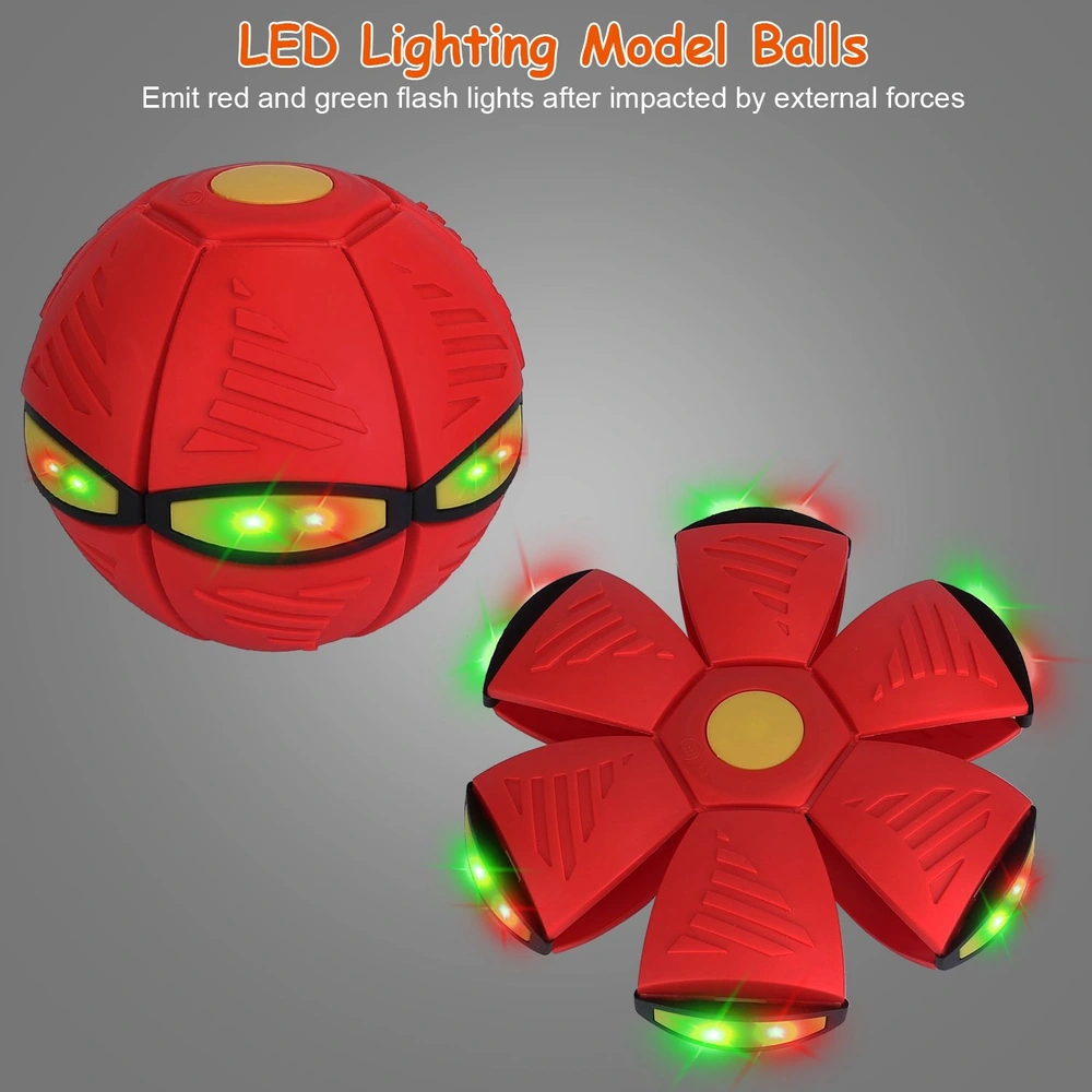 Red LED lighting model balls that emit flashing red and green lights upon impact, featuring a spherical and flower-like design for interactive play.
