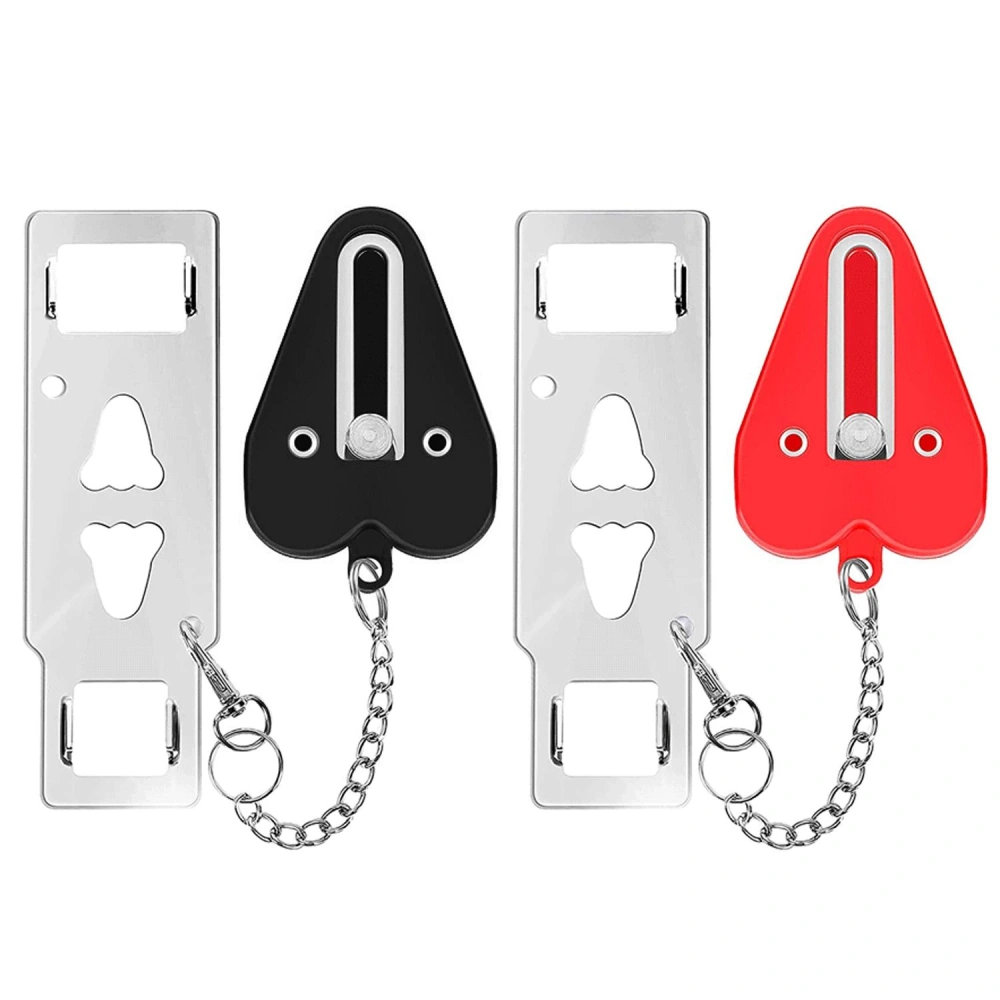 Three colorful ceiling hooks in black, red, and chrome for hanging items, featuring a sturdy design and attached chains for easy installation.