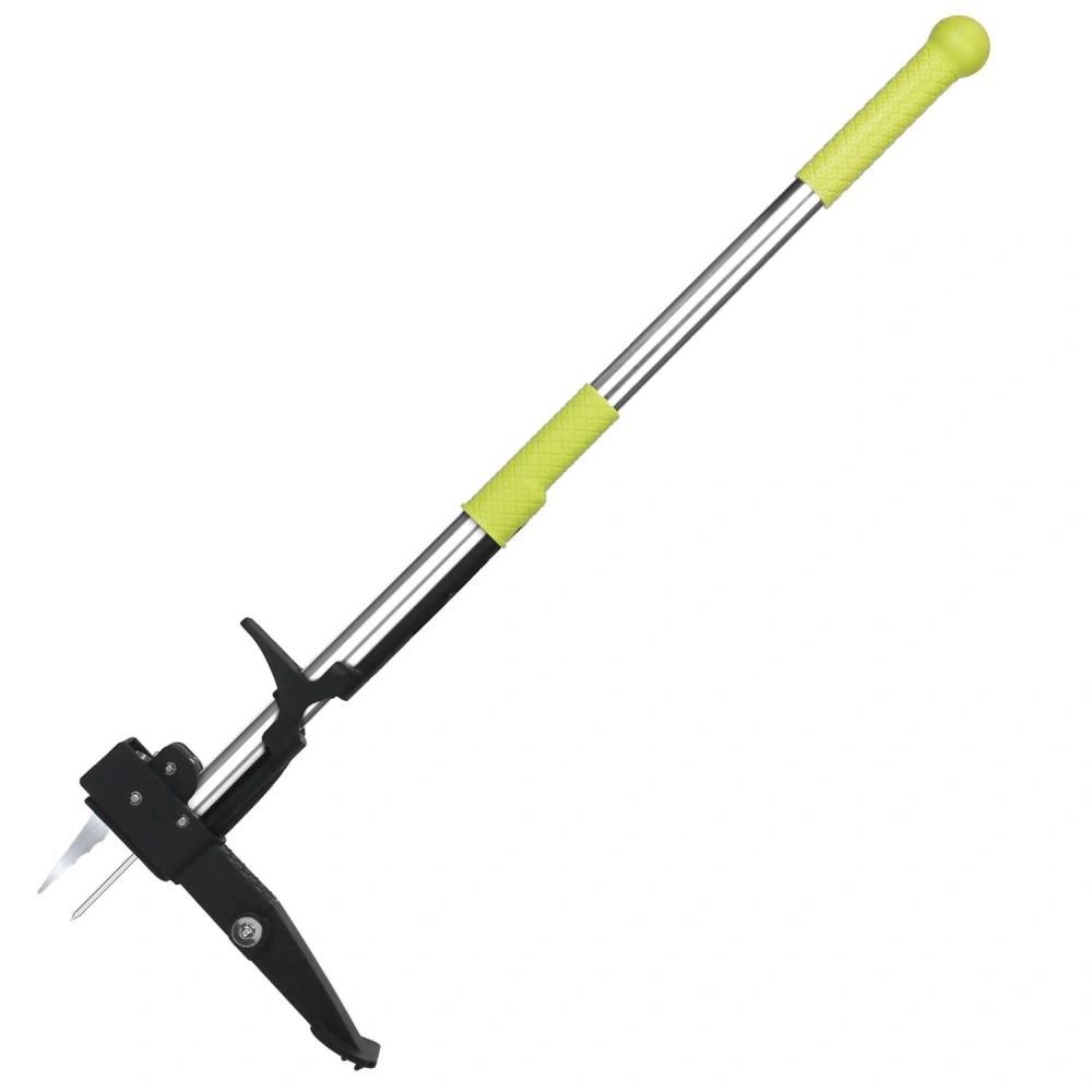 Steel caliper tool with green rubber grips for precise measuring and an ergonomic design, ideal for woodworking and metalworking.