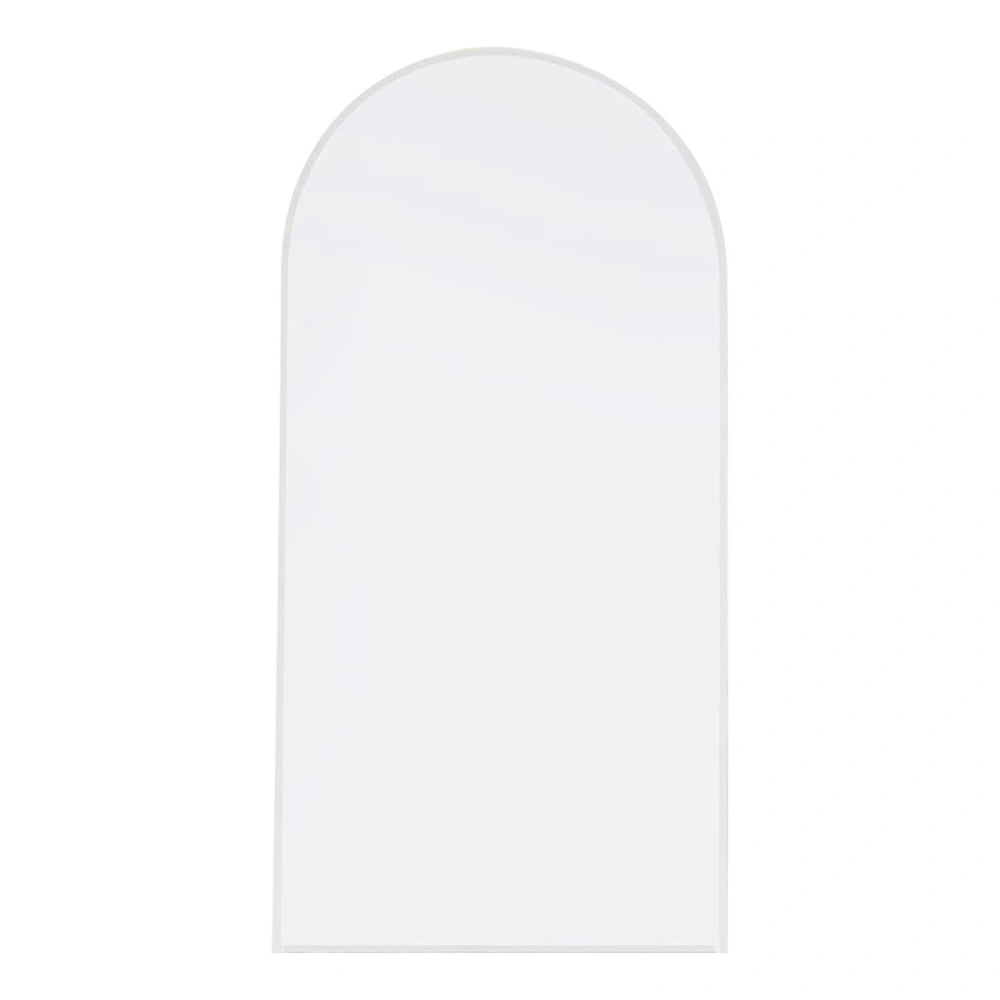 Arched wall mirror with a sleek white frame, ideal for modern home decor and enhancing natural light.