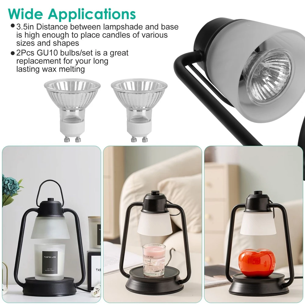 Stylish lamp with detachable lampshade showcasing two GU10 bulbs, designed for versatile candle and wax melting applications, set against a modern home decor background.