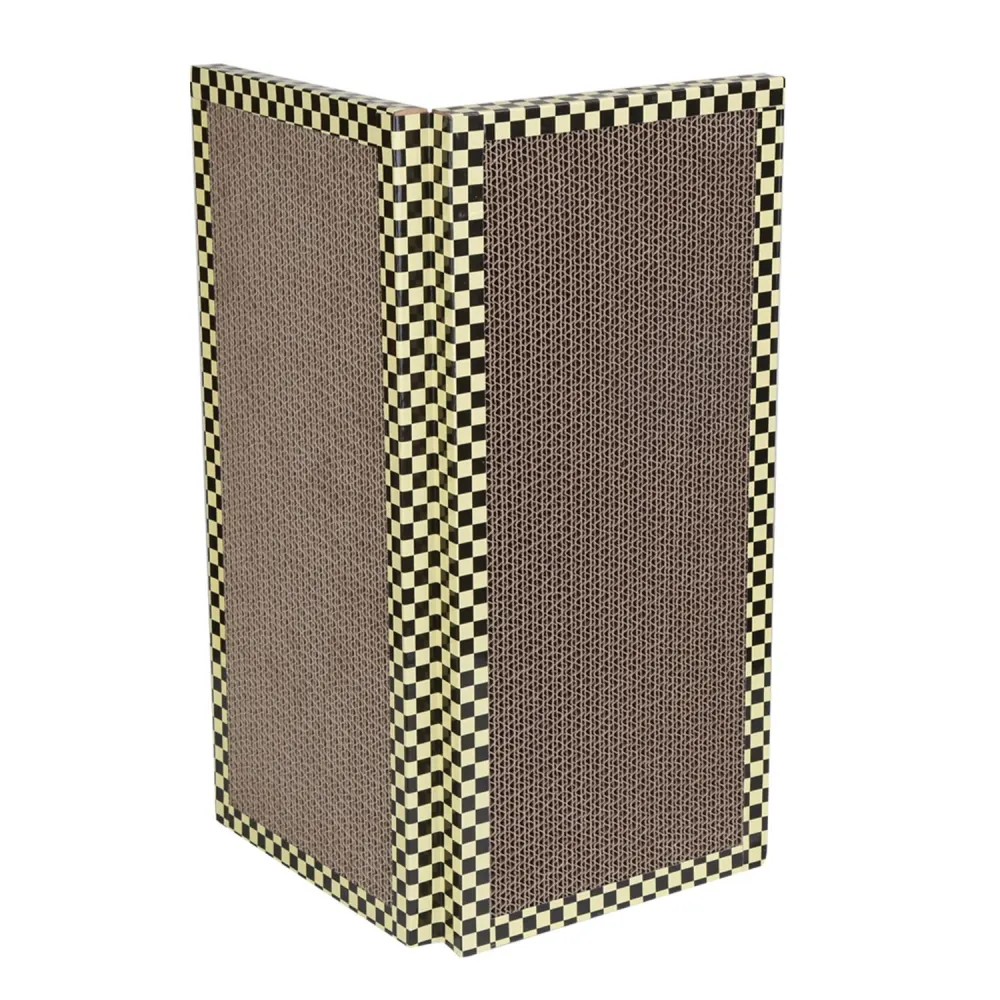 Retro-style room divider with a checkered border and textured brown panels, perfect for adding a unique decorative touch to any space.