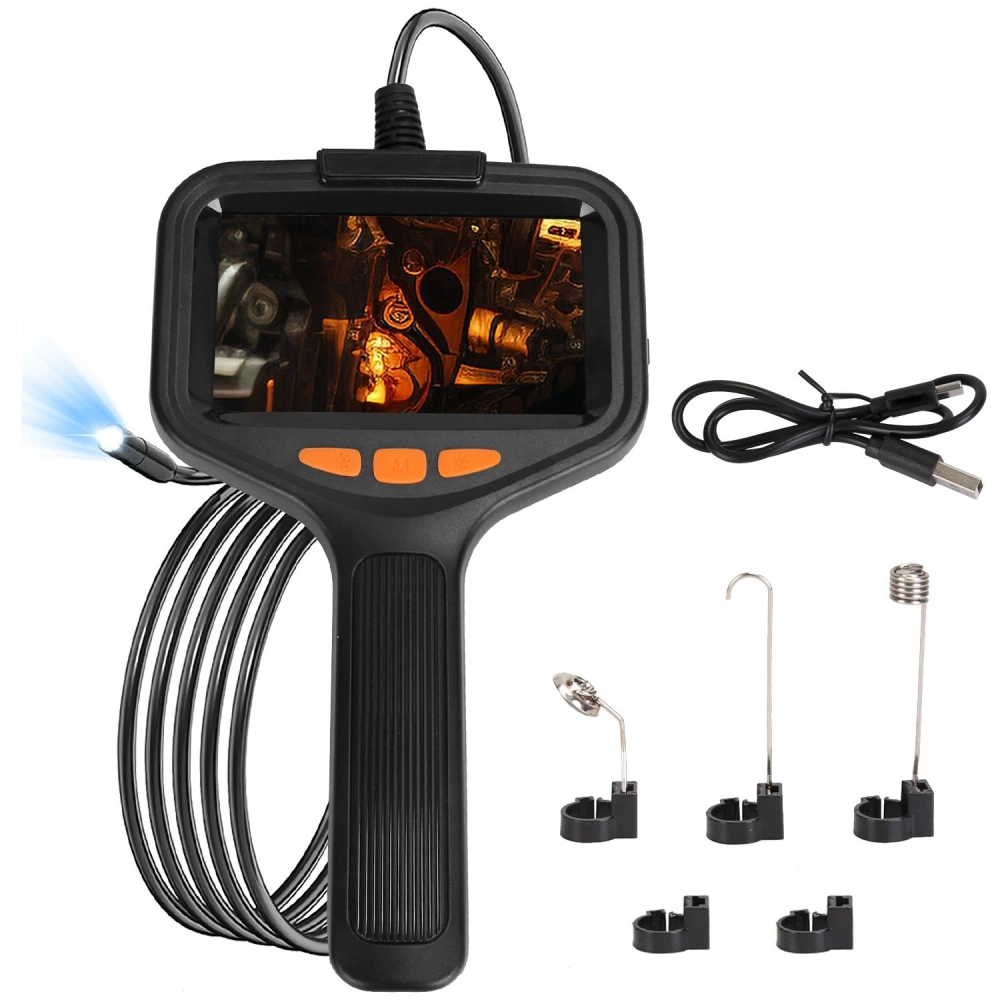 Endoscope camera with 3.5-inch color display, flexible cable, and accessories for inspecting hard-to-reach areas and tight spaces.