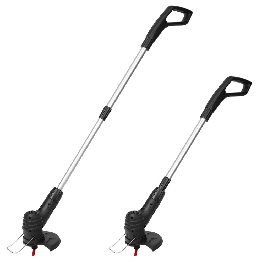 Dual-height electric string trimmer with ergonomic handle and adjustable shaft, designed for easy lawn maintenance and precision cutting.