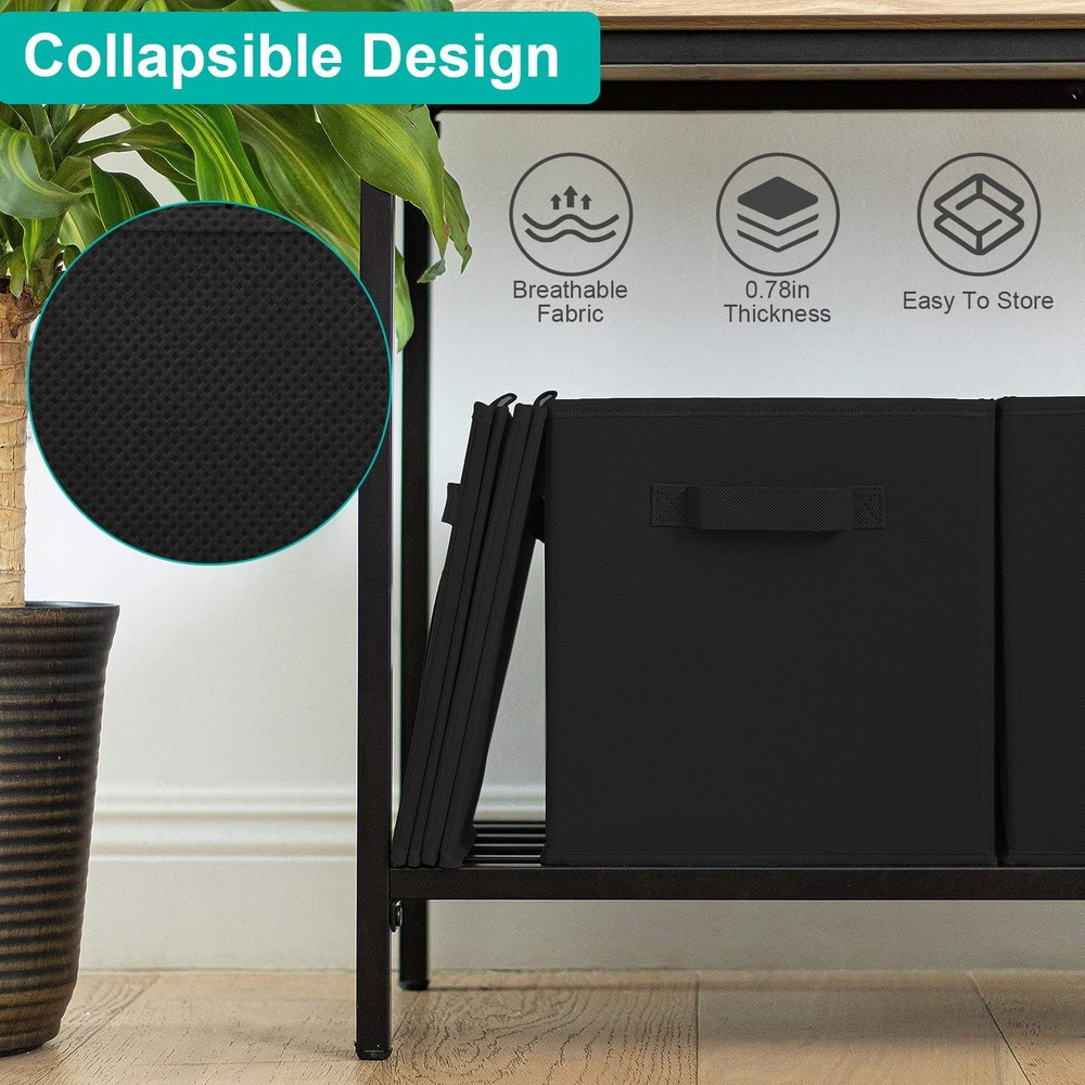 Black collapsible storage bins made of breathable fabric, showcasing their compact design and versatility for easy organization and storage.