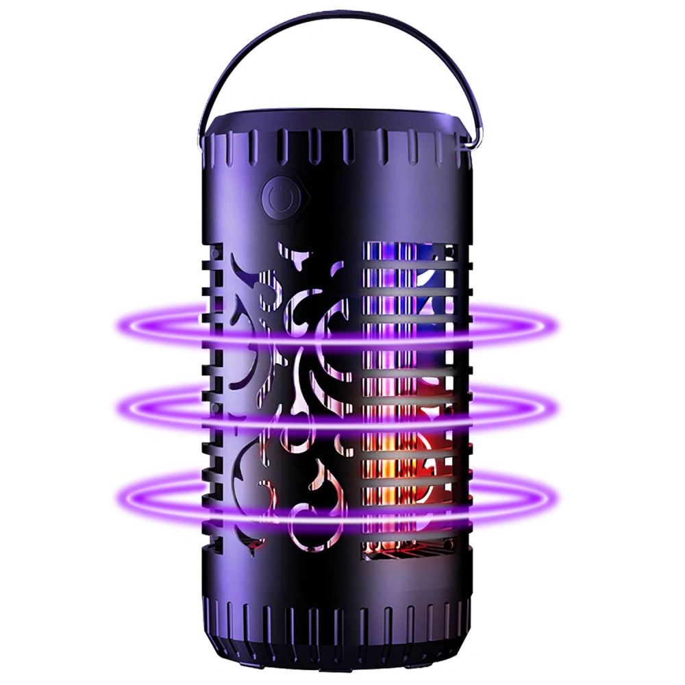 Portable electric insect zapper with a stylish design and purple light effect, showcasing an intricate pattern for effective pest control.