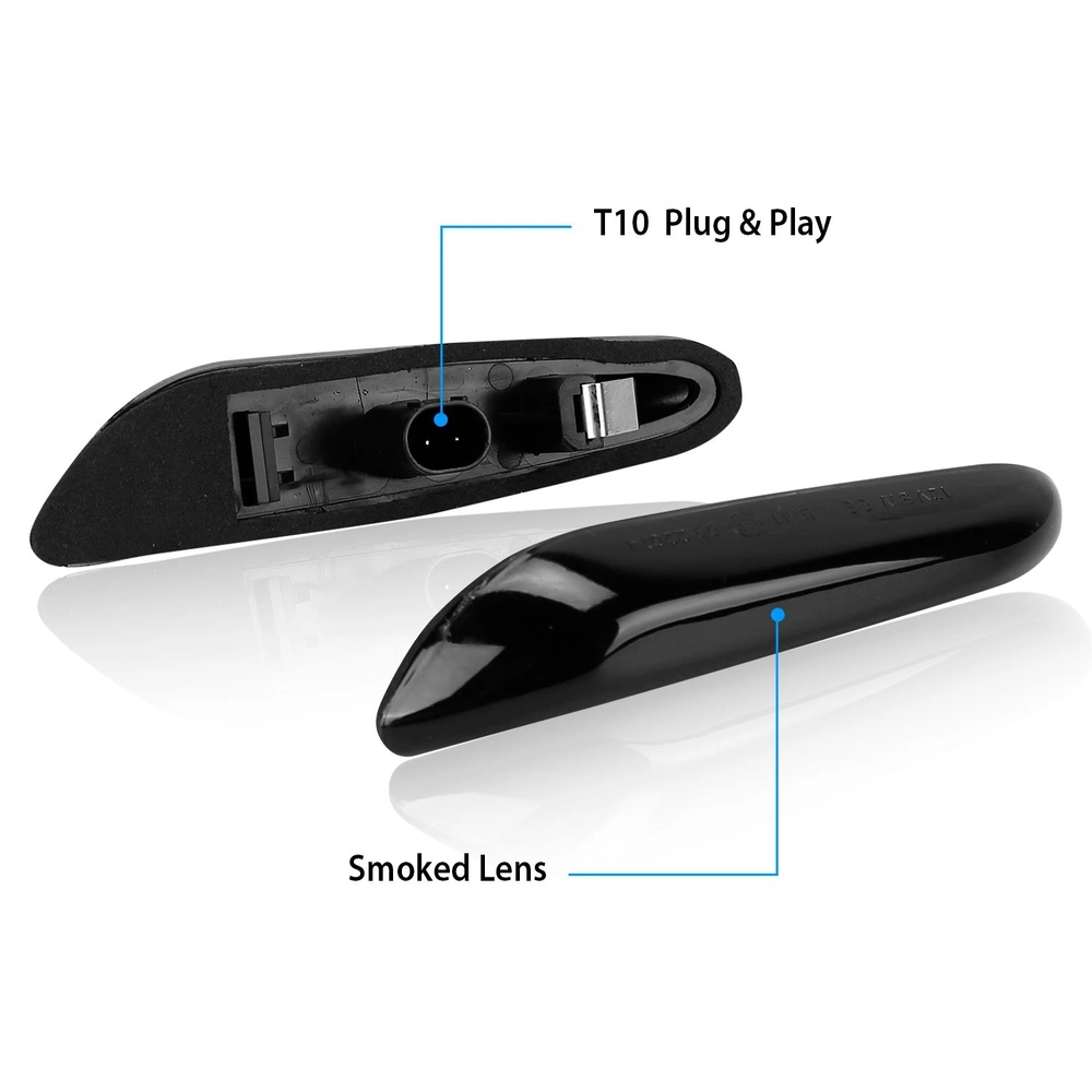 T10 Plug & Play car accessory with a sleek smoked lens design, showing the back and side view of the product for easy installation and compatibility.