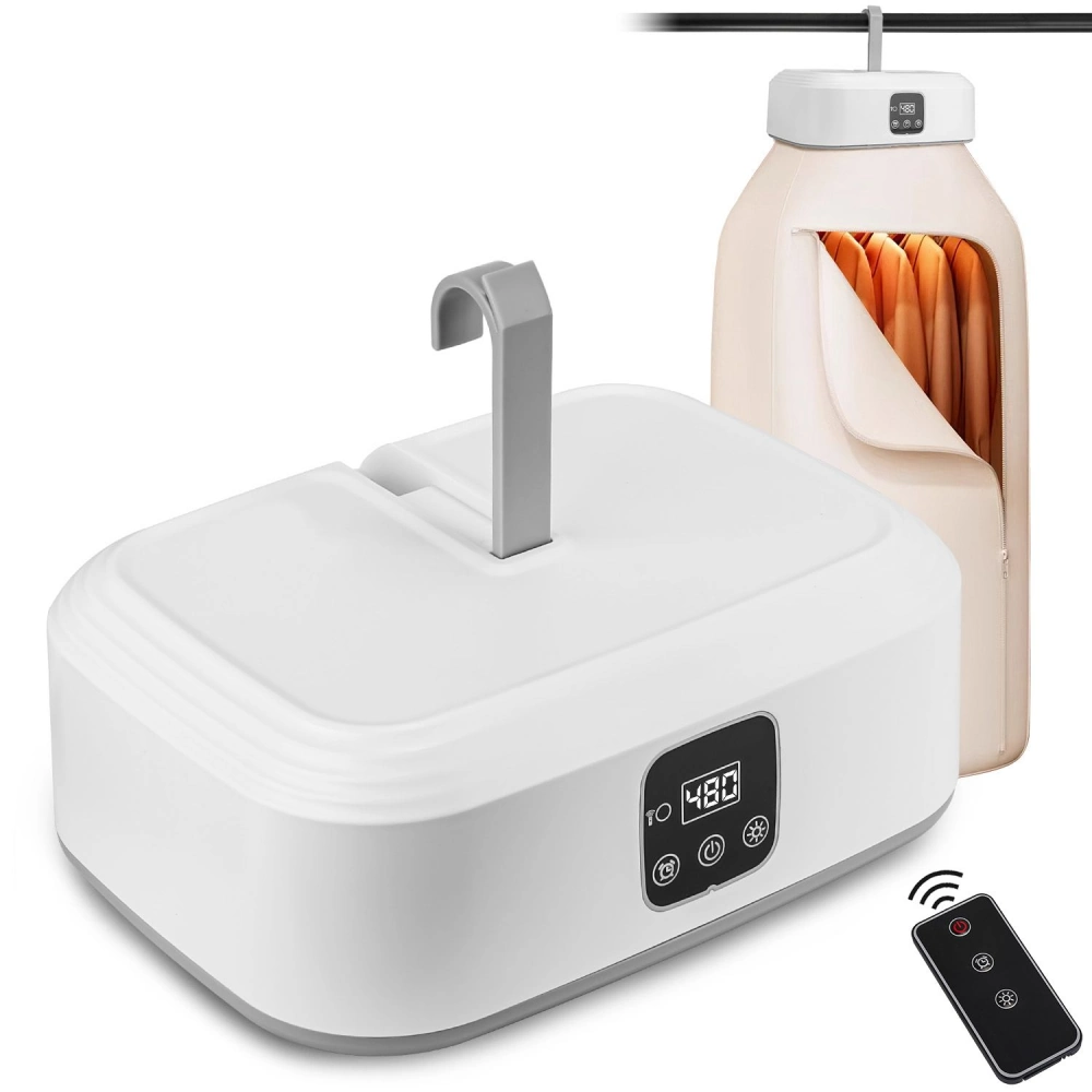 Smart clothing steamer with remote control and digital temperature display, designed for efficient fabric care and wrinkle removal.