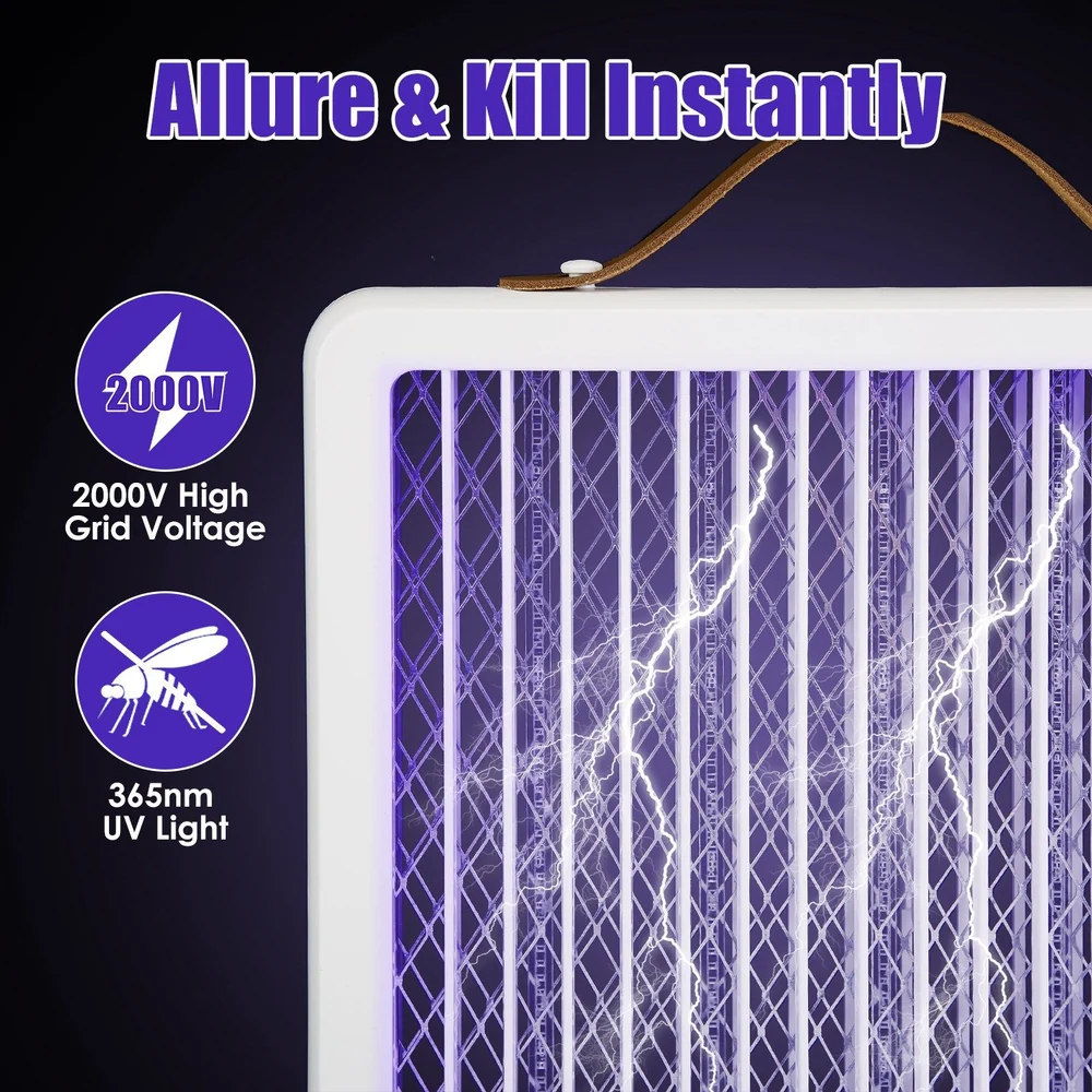 UV insect trap with 2000V high grid voltage and 365nm UV light for instant mosquito and bug elimination.