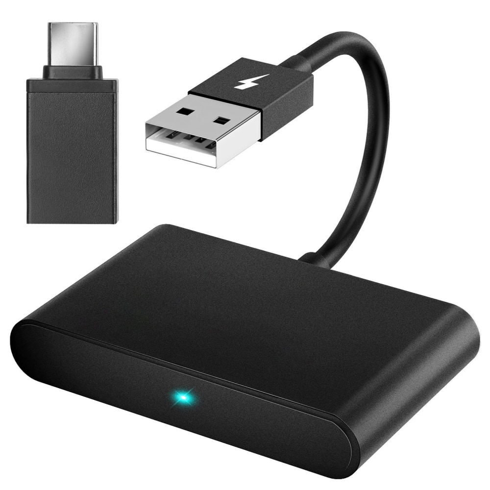 USB-C to USB Adapter with black design and LED indicator, enabling seamless connectivity between USB-C and USB devices.
